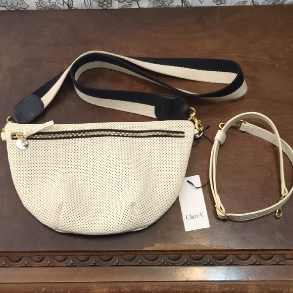 Clare V Handbags - Clare V. Cream and Black Crossbody Bag